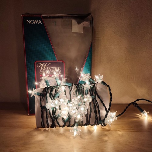 Noma Winterkristalle 40 Weihnachtsbeleuchtung Vintage Retro verpackt Stecker weiß klar