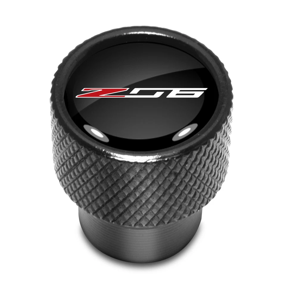 Chevrolet Corvette C7 Z06 Logo in Black on Black Aluminum Tire Valve Stem Caps - Image 2 of 4
