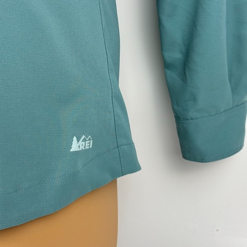 REI Sahara Button Up Long Sleeve Shirt Polyester Green Girls XL 18 - Picture 3 of 12