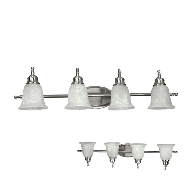 4Globe Bathroom Vanity Light with Alabaster Globes and Bulbs Included