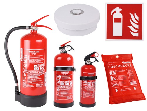 Brandschutz Rauchmelder/Löschdecken/Piktogramme/Feuerlöscher (Pulver/Schaum/CO2) - Bild 1 von 15
