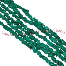Real Natural Green Turquoise 6-10mm Irregular Gem Nugget Loose Beads Strand 15''