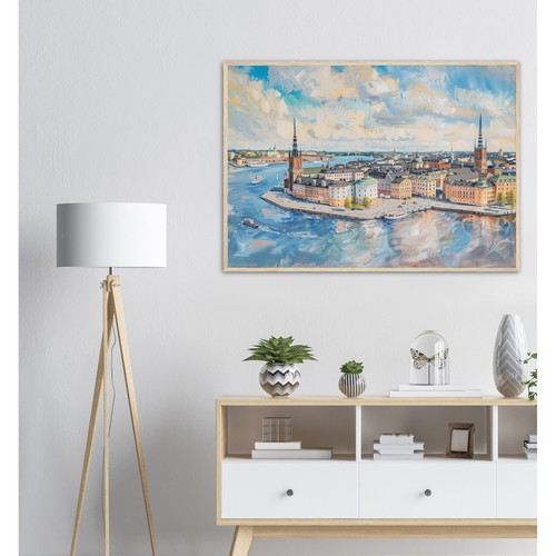 Stockholm Cityscape Painting Aerial View of Sotckholm Art Print Sweden Wall Art - Picture 3 of 8