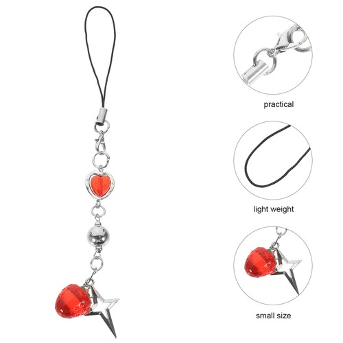 2 Pcs Kleine Erdbeer -Mobiltelefonkette Charms Telefonanhänger Süß - 第 6/12 張圖片