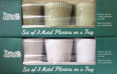 The Gifted Gardener Set Of Metal Windowsill Herb Pots Tray Ebay