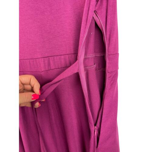 Manydress V-Neck Faux Wrap Pockets Stretch Casual Midi Dress in Purple Size XL - Picture 9 of 10