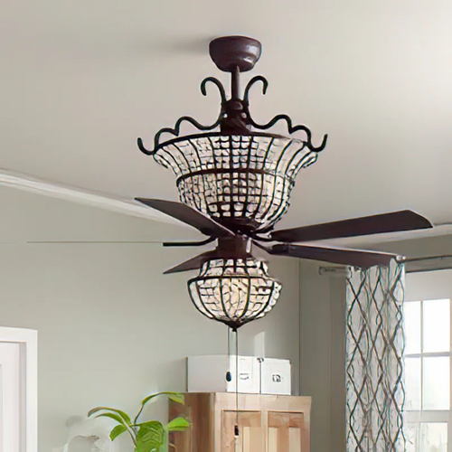52" Ceiling Fan with Light – Crystal Chandelier Style & Quiet DC Motor - Picture 3 of 4