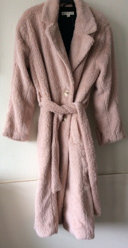 FREE PEOPLE Cuff It Coat Teddy Warm Belted Pink Coat Jacket Women UK S RRP £298 - Picture 10 of 11