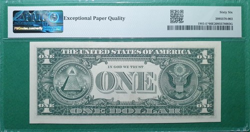 1969 US $1 FEDERAL RESERVE NOTE Fr# 1903- (E00203070* BLOCK) PMG 66 EPQ GEM UNC - Picture 2 of 2
