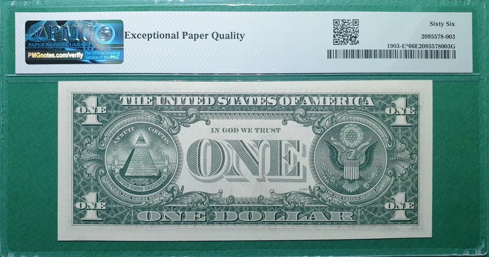 1969 US $1 FEDERAL RESERVE NOTE Fr# 1903- (E00203070* BLOCK) PMG 66 EPQ GEM UNC - Image 2 of 2