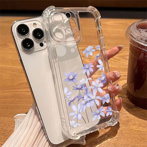 Shockproof Flower Clear Bumper Case For iPhone 16 15 Pro Max 16e 14 13 12 Cover - Photo 5 sur 18
