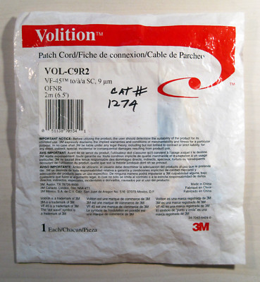 NEW! ~ 3M Volition Patch Cord VOL-C9R2 (VF-45 to a SC, 9μm, OFNR 2M, 6.5') 