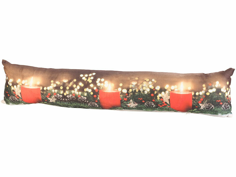 Boudin de porte isolant avec 3 LED lumineuses effet bougie pour stopper le froid