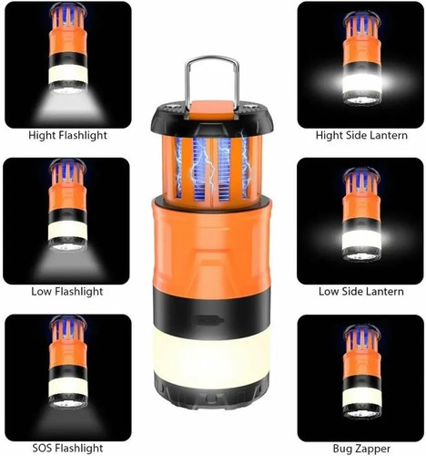 3-in-1 Camping Licht Bug Zapper Laterne USB Wiederaufladbar für Zelt Wandern Angeln - Bild 2 von 7