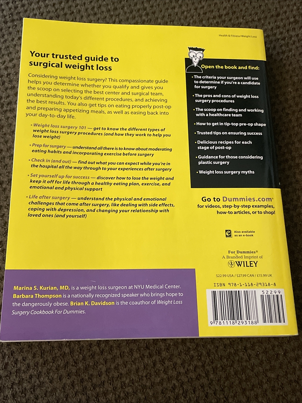 Weight Loss Surgery for Dummies by Barbara Thompson, Marina S. Kurian