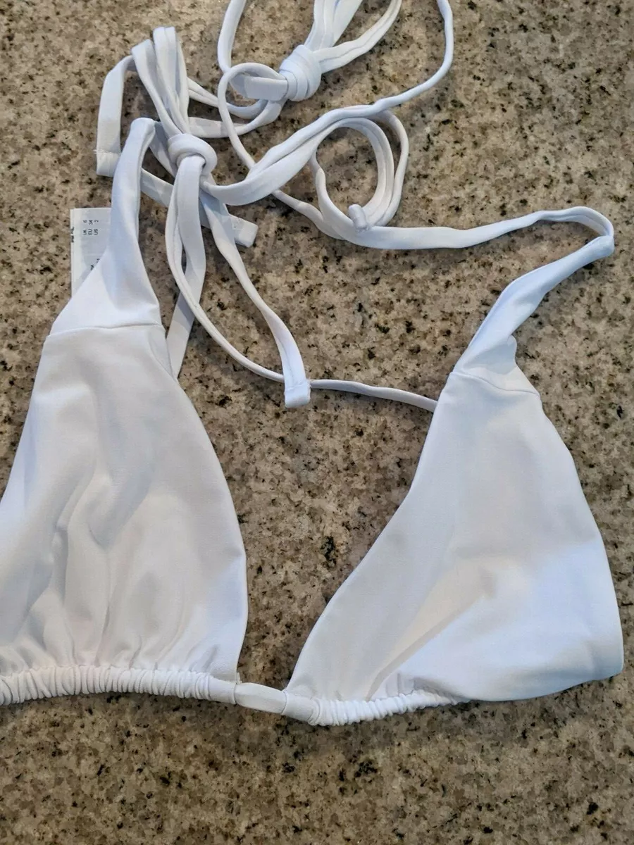ASOS DESIGN upside down triangle multi way wrap bikini top in white US 2 eBay