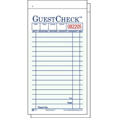 Duplicate Carbon Paper 13-Line GuestChecks Green | 50 Checks/Book 50 ...