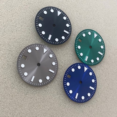 28.5MM 9 o'clock Calendar Sunburst Green Luminous Watch Dial for NH35 Movement - Picture 6 of 12