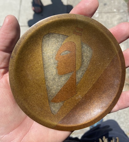 Stunning c.1950’s LOS CASTILLO Taxco Mixed Metals DISH/ TRAY Inca / Mayan Figure - Picture 5 of 6