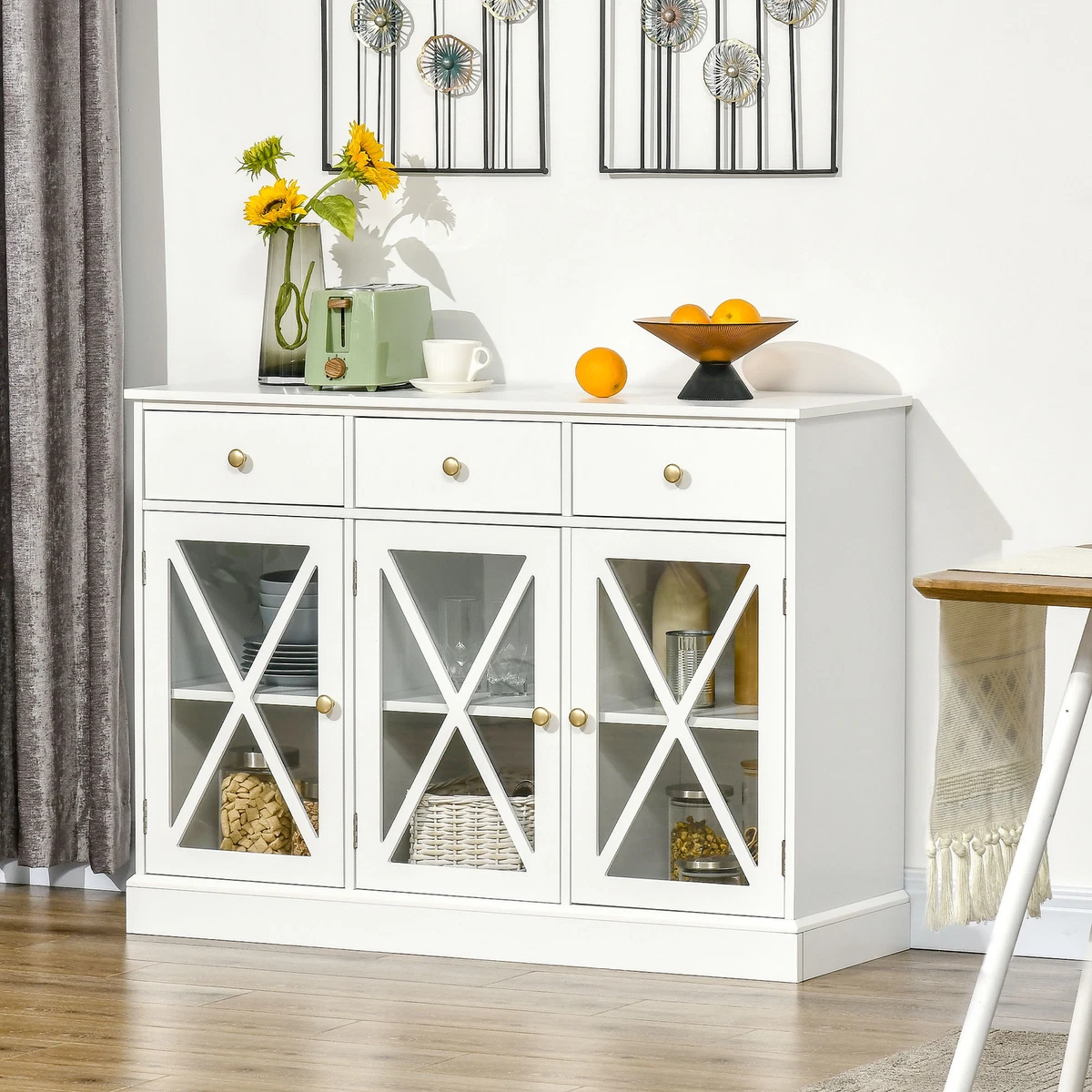 Farmhouse Style Kitchen Sideboard Serving Buffet Storage Cabinet w