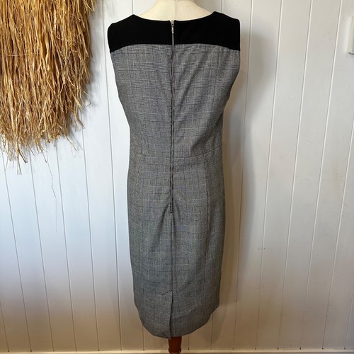 Trenery | Wool blend midi-dress | Lined | Black/White Check | S: 10 | Business - Picture 4 of 8