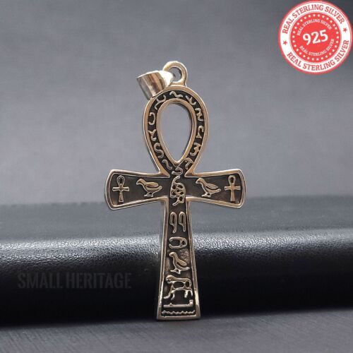 Small Heritage 925 Sterling Silver Key Of Life Ankh Necklace Protection Amulet - Afbeelding 1 van 5