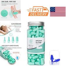 38dB Noise Reduction Earplugs 60 Pairs Foam Comfortable for Sleep Travel