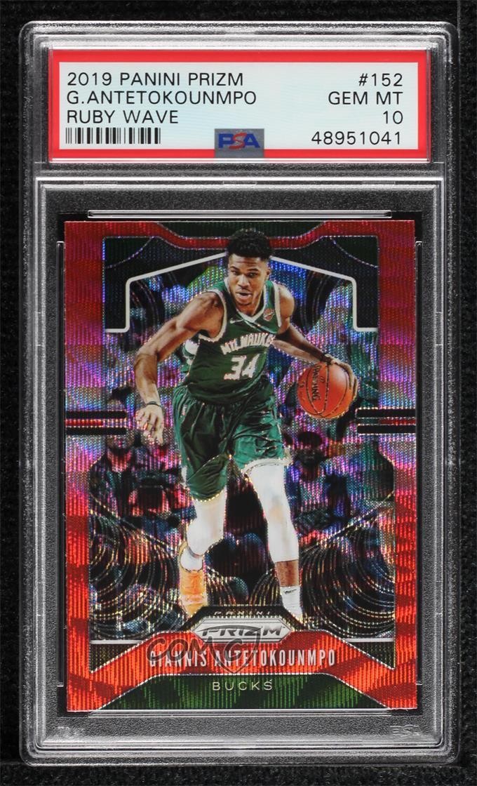2019-20 Panini Prizm Ruby Wave Giannis Antetokounmpo #152 PSA 10 GEM MT 5ub