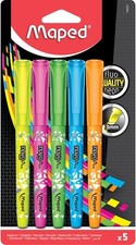 MAPED Surligneur 3mm assortis Fluo Peps x5, bureau, école... NEUF