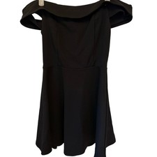 Lulus Season of Fun Black Off-the-Shoulder Skater Mini Dress womens Small