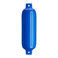 Single Inflatable Cylindrical 6.5" Diameter x 22" Blue PVC Ribbed Boat Fender