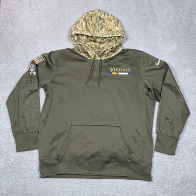 Nike Minnesota Vikings Salute to Service Hoodie XL Olive Green USA NFL Dri-FIT