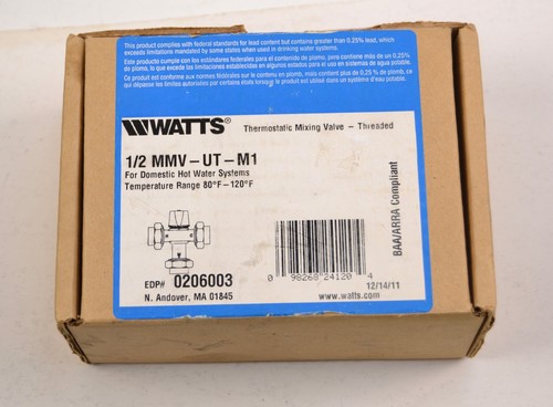 Válvula mezcladora termostática Watts MMV-M1-UT compatible con BAA/ARAA 1/2" NPT 80°-120°F - Imagen 6 de 6