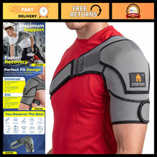 Adjustable Rotator Cuff Shoulder Brace for Men  Women - Gray - XXL Support