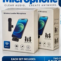 Wireless Lavalier Microphone Set for iPhone Lightning, 2 Clip-On + Receiver