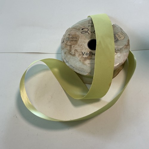 Vintage Velvet Ribbon, Lime Yellow 2 In - Picture 6 of 6