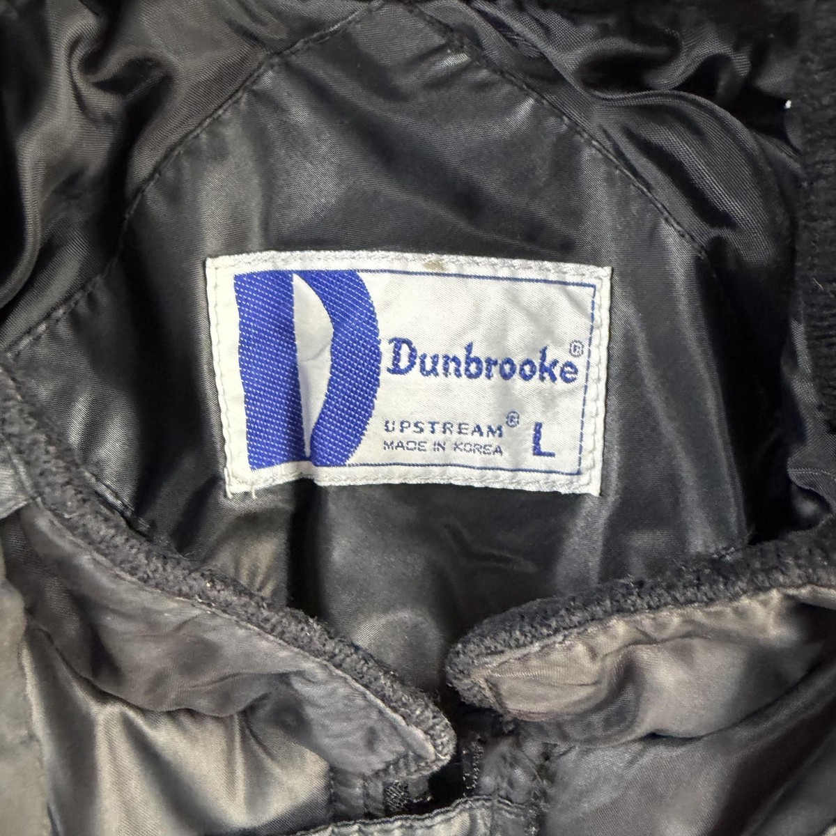 Vintage 80s Dunbrooke Jacket Mens Large Black Nylon Bomber Full
