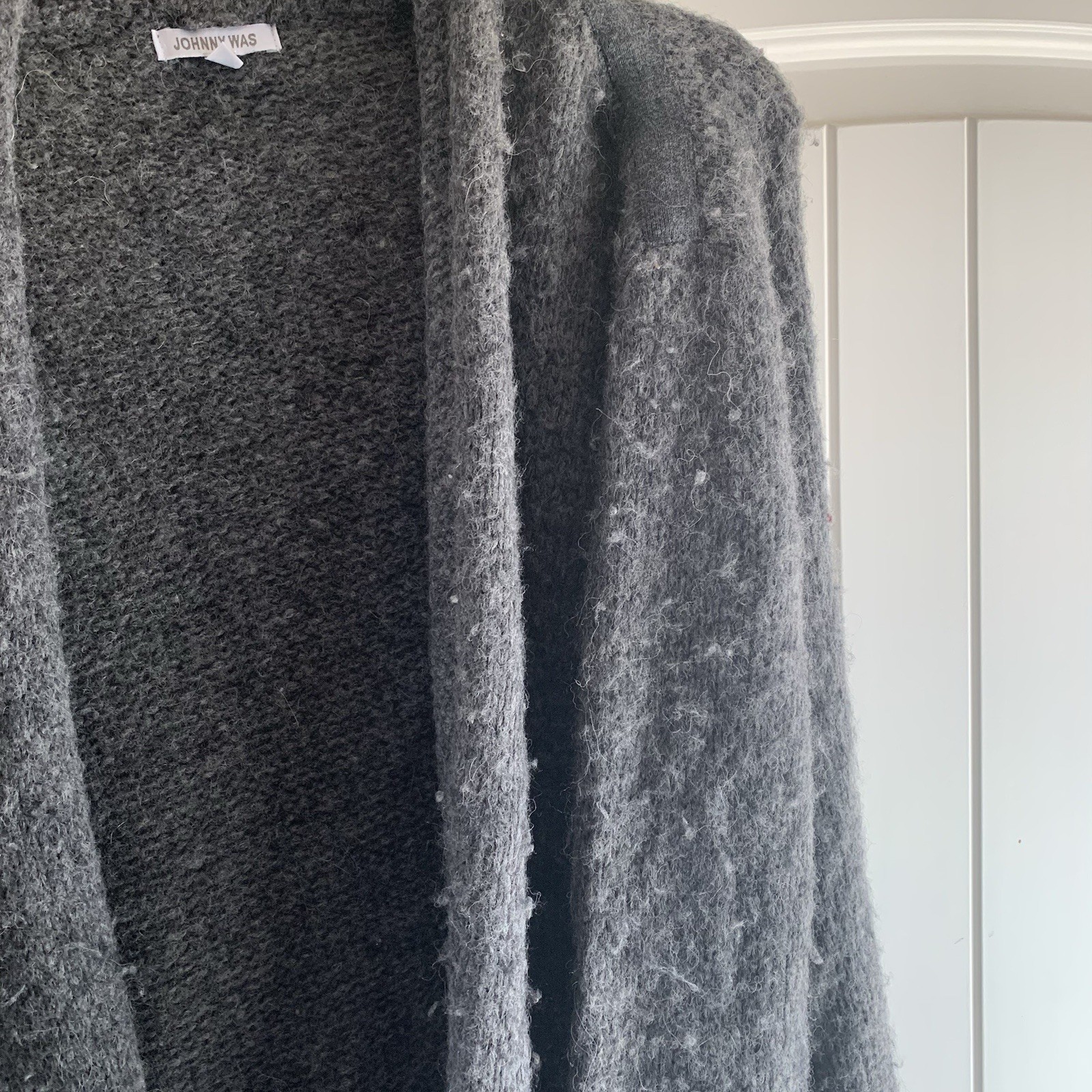 Johnny Was Solid Gray Open Front Baby Alpaca Wool… - image 3