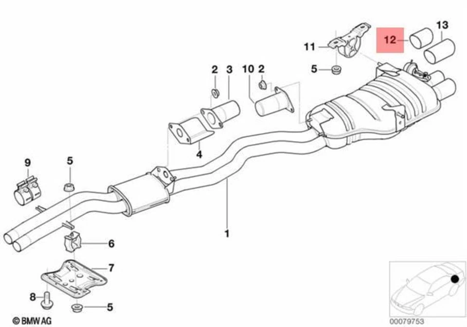 Tapa de tubo de escape cromada genuina BMW E46 descapotable cupé sedán vagón OEM 18107511434 Foto 2 de 4
