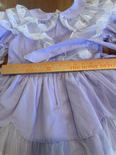 Vtg Dress Party Purple Lace Princess Frilly Girls Pageant Full Circle 8 Med - Picture 9 of 10