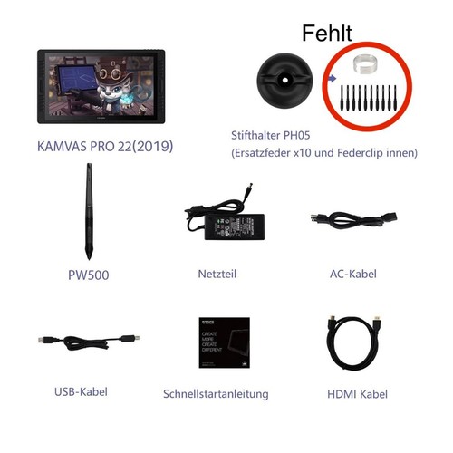 HUION Kamvas Pro 22 (mit Kratzer) Grafiktablett - Afbeelding 6 van 9