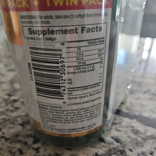 Natures Bounty Fish Oil 1200mg 360mg Of Omega-3 180 Rapid Release Softgels 11/24 - Picture 2 of 3