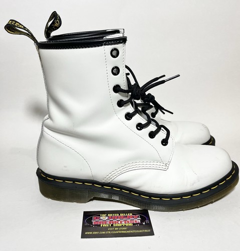 Dr. Martens Doc White Lace Up Leather Combat Boots AW004 Women’s 11 – Nice