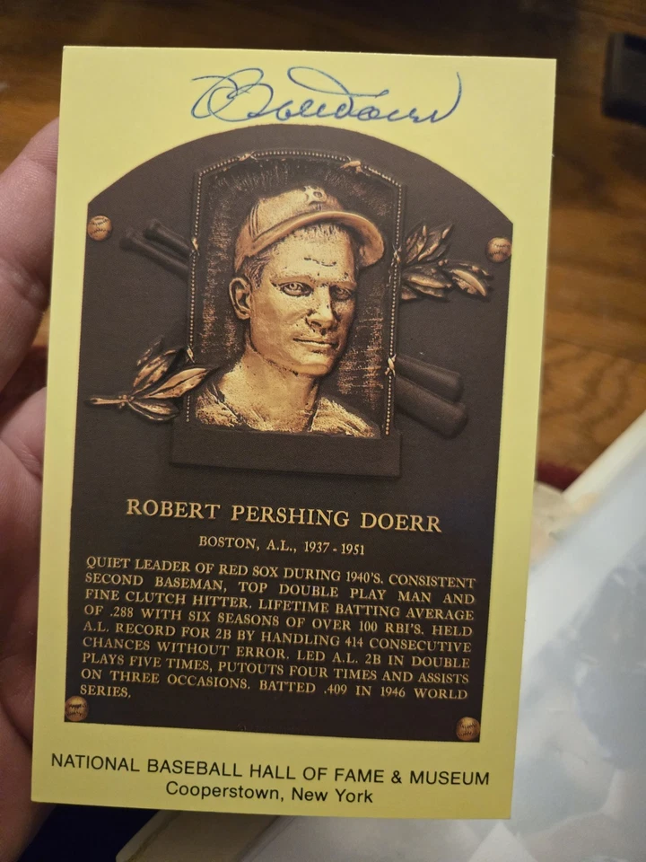 Tarjeta autografiada 1994 Ted Williams Card Company Robert Doerr Boston Red Sox Salón de la fama Foto 4 de 4