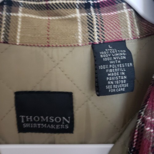 VTG Thomson Shirtmakers Mens Plaid Flannel Quilted Shacket Chore Shirt Sz Large - Picture 4 of 9