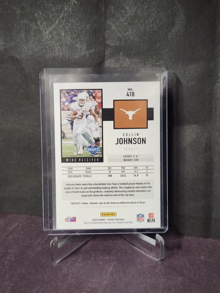 2020 Score #418 Collin Johnson RC - Image 2 of 2