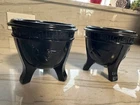 Vtg 30s LE Smith Depression Glass Black Amethyst Urn Bowl Greek Key w/ birds exc