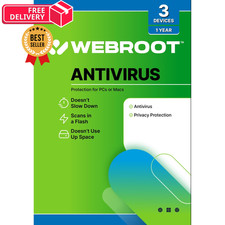 Webroot Antivirus Software 2026  3 Device  1 Year PC/Mac with 12, green