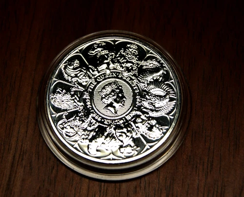 2021 Great Britain Queen’s Beasts 2 oz Silver Coin BU, In Mint Capsule