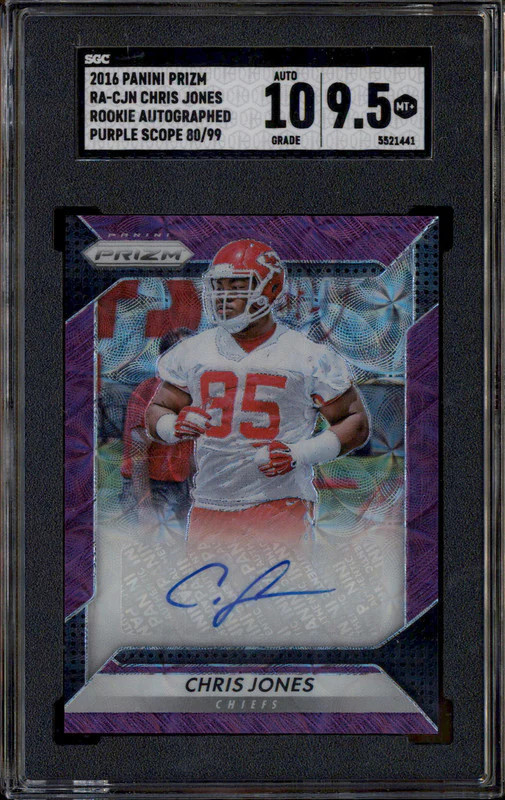 2016 Panini Prizm Rookie Auto Purple Scope Prizm Chris Jones RC /99 SGC 9.5